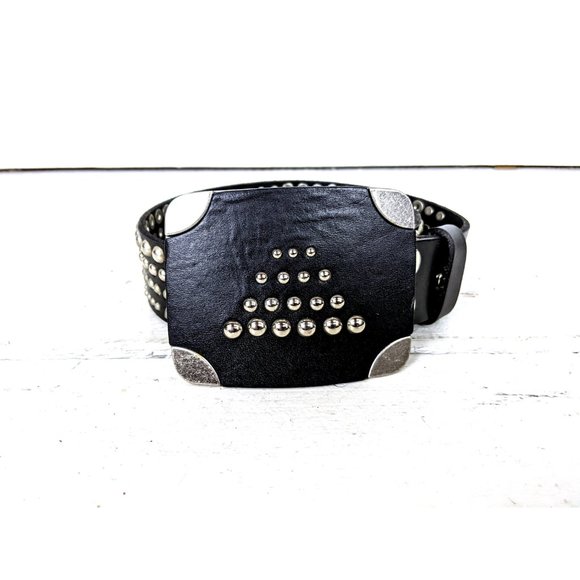 Iron Horse black silver studded faux leather western buckle belt - Picture 2 of 5